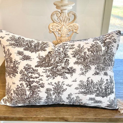 Toile Black and White Lumbar Pillow Cover Jamestown Toile Etsy