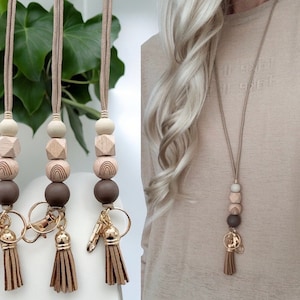 Lanyard, Beaded Lanyard, Teacher Lanyard, Breakaway Lanyard, Teacher Gift, Nurse Lanyard, Nurse Gift, Badge Holder, Wooden Bead Lanyard