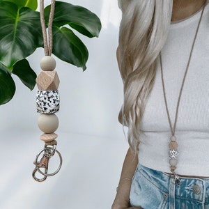 Hand Painted Wooden Bead Lanyard: Teacher Nurse Gift