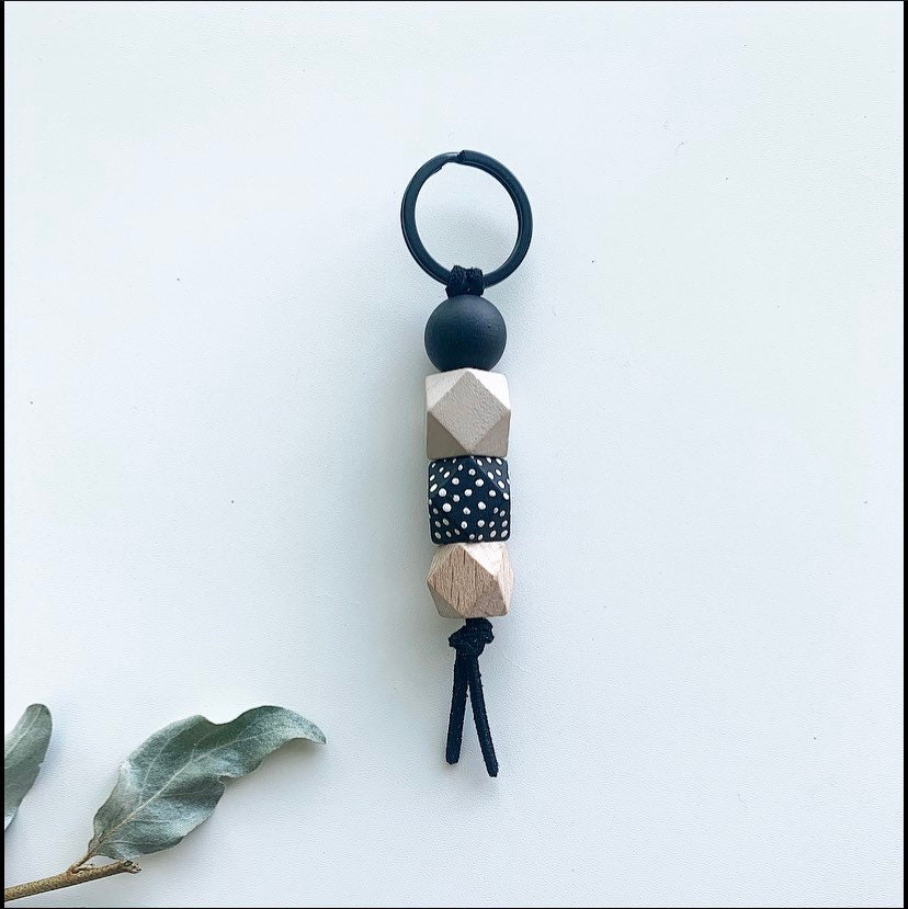 Key Chain Beaded Key Chain Wooden Bead Key Chain Gift for Etsy