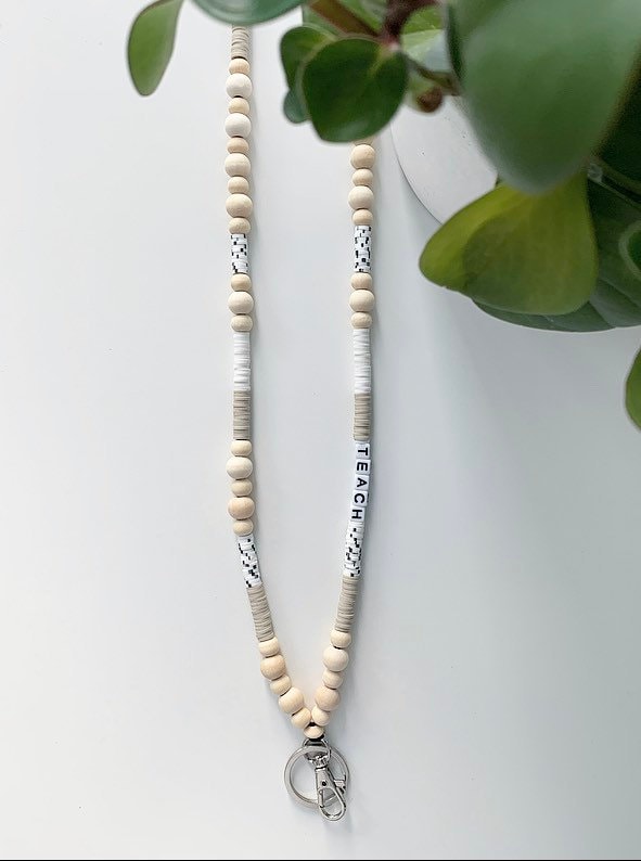 Teacher Lanyard, Lanyard, Teacher Gift, Custom Lanyard, Personalized Lanyard, Personalized Teacher Gift, Breakaway Lanyard, Wooden Beads