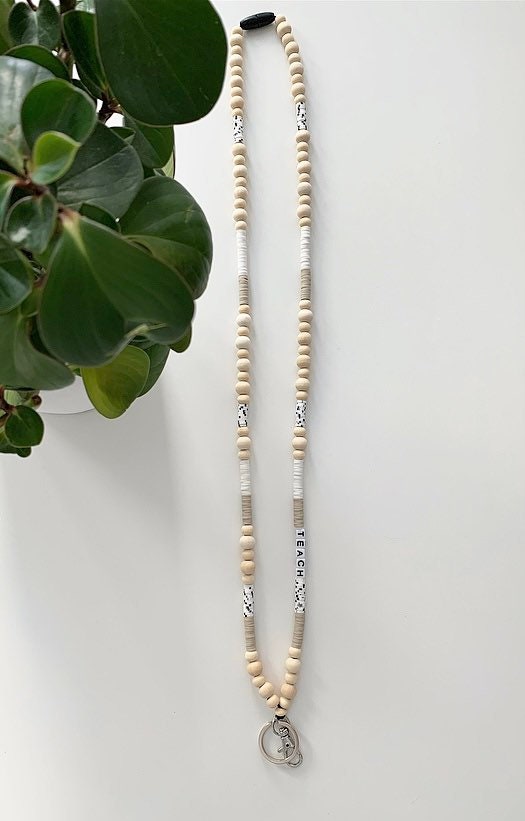 Teacher Lanyard, Lanyard, Teacher Gift, Custom Lanyard, Personalized Lanyard, Personalized Teacher Gift, Breakaway Lanyard, Wooden Beads