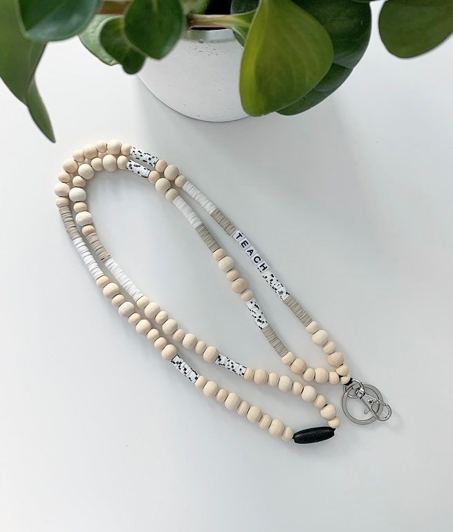 Teacher Lanyard, Lanyard, Teacher Gift, Custom Lanyard, Personalized Lanyard, Personalized Teacher Gift, Breakaway Lanyard, Wooden Beads