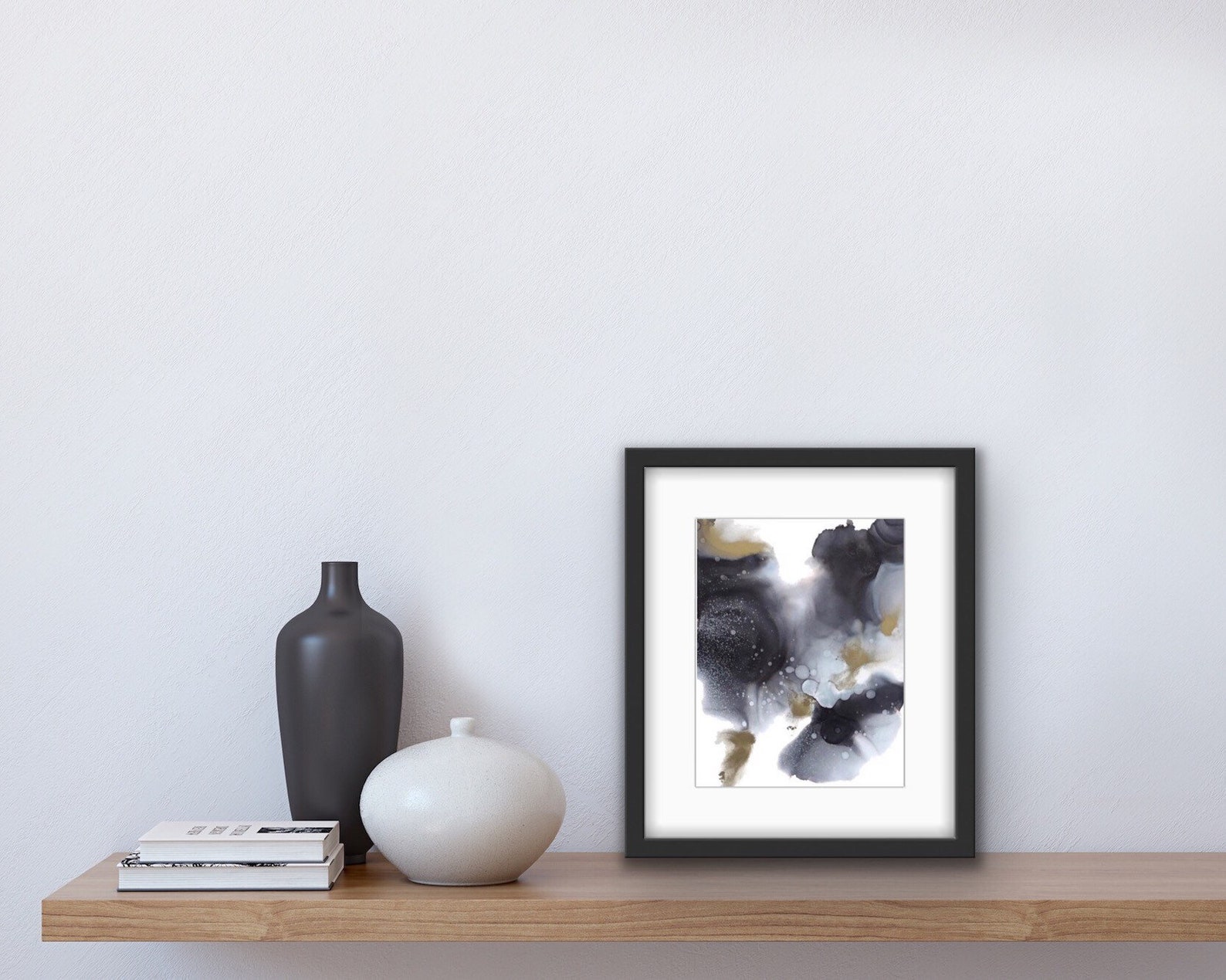 Abstract Wall Art in Black and Gold Contemporary Wall Art Etsy
