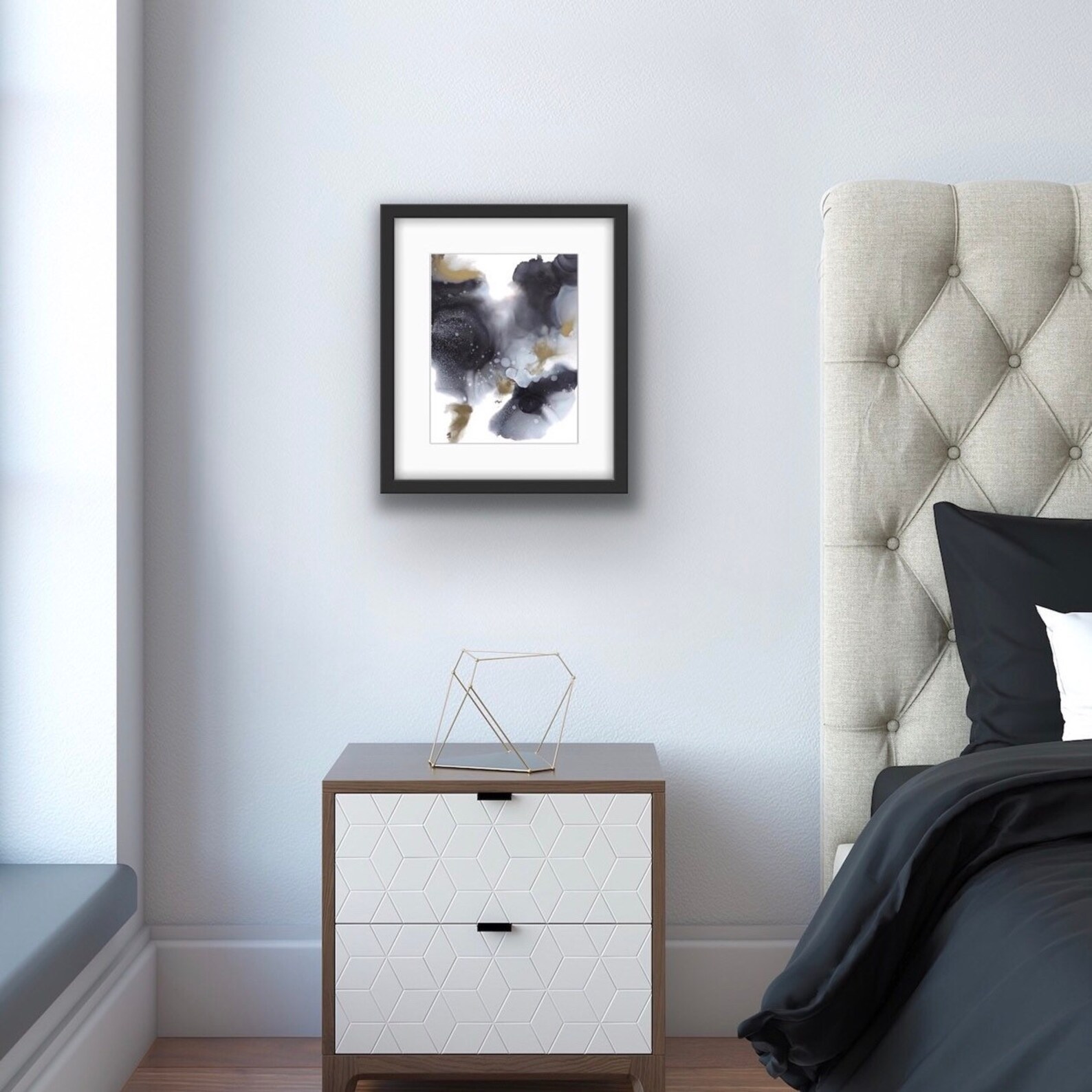 Abstract Wall Art in Black and Gold Contemporary Wall Art Etsy