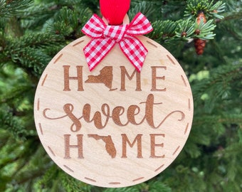 New York to Florida Home Sweet Home Wood Ornament | State to State Home | New Home Gift idea | Housewarming Gift | Christmas 2024