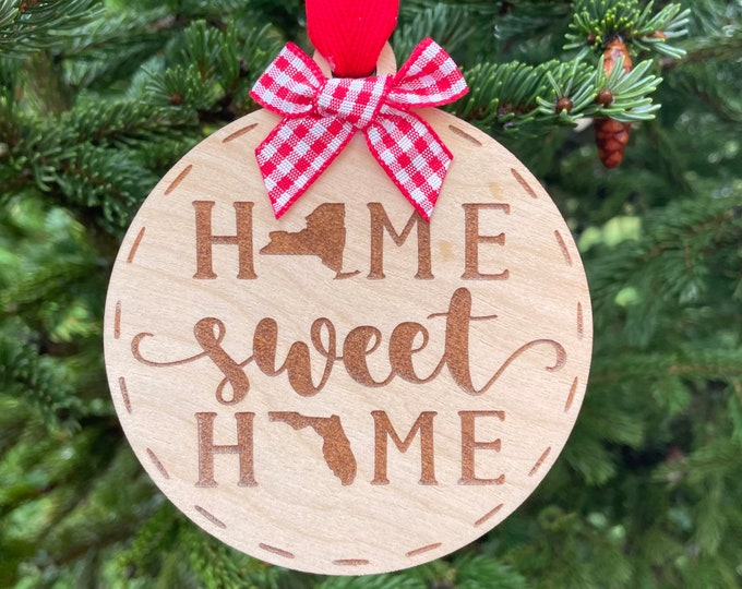 New York to Florida Home Sweet Home Wood Ornament | State to State Home | New Home Gift idea | Housewarming Gift | Christmas 2025