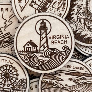 Jeton ou aimant de voyage de Virginia Beach | Jetons de collection pour l'état, la ville, le monument, les parcs nationaux ou le pays du bois | Jeton de suivi de voyage