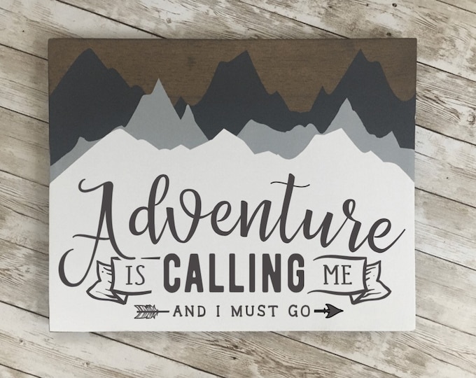 Adventure is Calling wood sign | 11 x 14 or 18"/24" Circle | Vacation Home Decor | Ski Lodge Decor