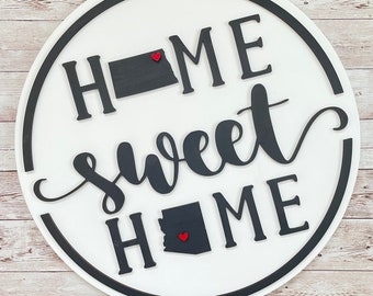 Two-State Home Sweet Home Wood Sign: Farewell Gift