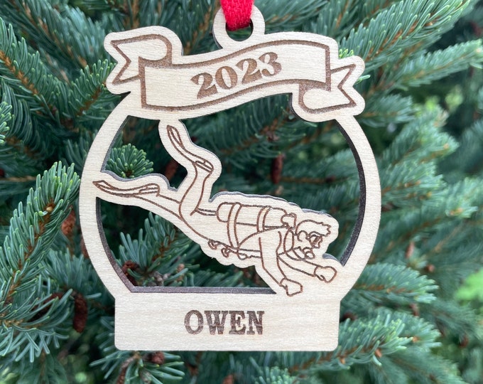 Scuba Boy 2024 Christmas Ornament | Personalized Music Scuba Diving Ornament  | 2024 Christmas