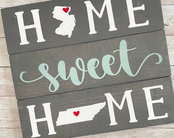 Two State Home Sweet Home Sign: New Jersey to Tennessee