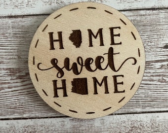 Illinois to Arizona Home Sweet Home 2.5” inch Wood Magnet | State to State Home | New Home Gift | Housewarming Gift Idea