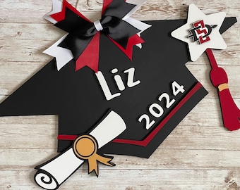 Custom Grad Cap Door Hanger | Senior 2024 Grad Decor | High School Graduation Door Sign | Graduation Party Decor