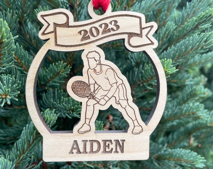 Tennis Boy Player 2024 Christmas Ornament | Personalized Tennis Ornament | Tennis Team Ornament | 2024 Christmas