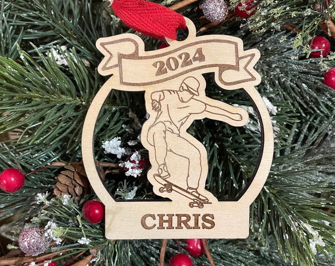 Skateboard Boy 2025 Christmas Ornament | Skater Christmas Ornament | Personalized Skateboarding Ornament  | 2025 Christmas