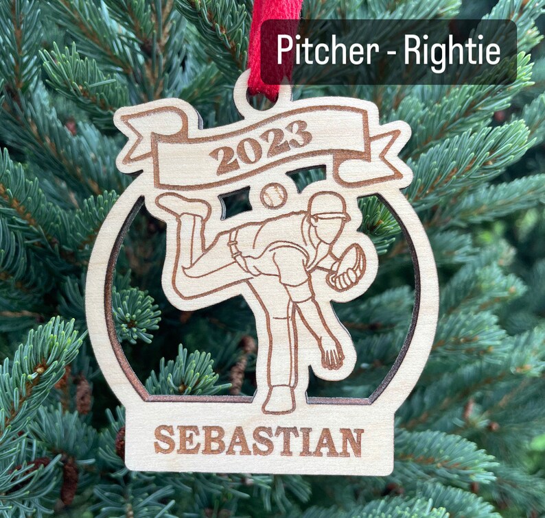 Baseball Pitcher 2024 Christmas Ornament Baseball Player Christmas Ornament Personalized Baseball Ornament 2024 Christmas Pitcher - Rightie