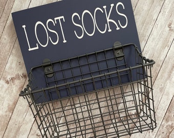 Lost Socks Laundry Room Basket | Color Pop Series | Laundry Room Decor & Organization | Multi Color Options