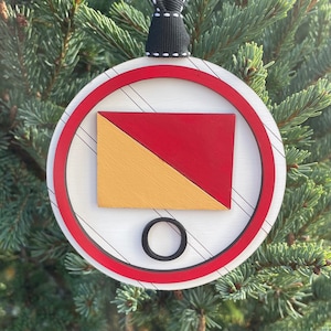 O Nautical Sailing Flag Ornament | Nautical Wedding Gift Tag | Personalized Sailing Flag Christmas Ornament | Sailing Gift Idea