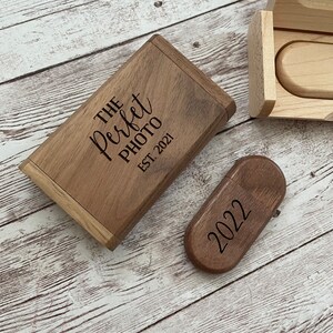 Custom 30GB wood Flash Drive Case | Engraved Flash Drive |  Company Gift | wedding photographer marketing