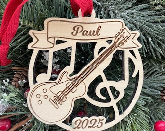 Electric Guitar 2025 Christmas Ornament | Personalized Guitar Instrument Ornament  | 2025 Christmas