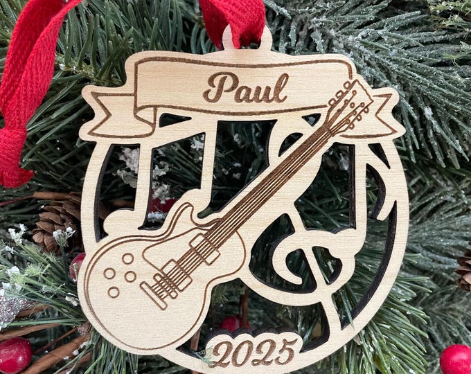 Electric Guitar 2025 Christmas Ornament | Personalized Guitar Instrument Ornament  | 2025 Christmas