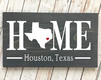 Texas Home State Wood Sign: Personalized Town Name Decor