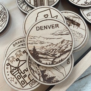 Jeton ou aimant de voyage à Denver | Jetons de collection pour l'état, la ville, le monument, les parcs nationaux ou le pays du bois | Jeton de suivi de voyage