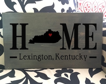Kentucky (KY) State HOME sign - 2 sizes available - Customized with town name
