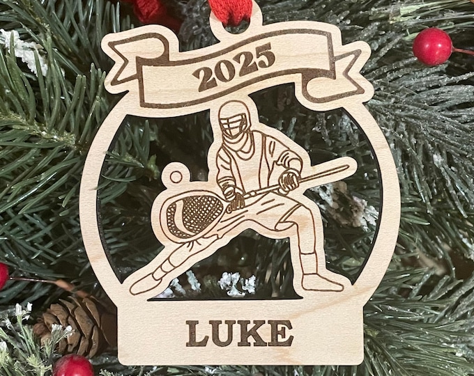 Lacrosse Goalie Player 2025 Christmas Ornament | Personalized Lacrosse Ornament | Lacrosse Team Ornament | 2025 Christmas Ornament