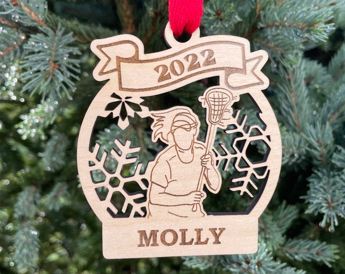 Girl Lacrosse Player Christmas Ornament | Personalized Lacrosse Ornament | Lacrosse Team Ornament | 2022 Christmas Ornament