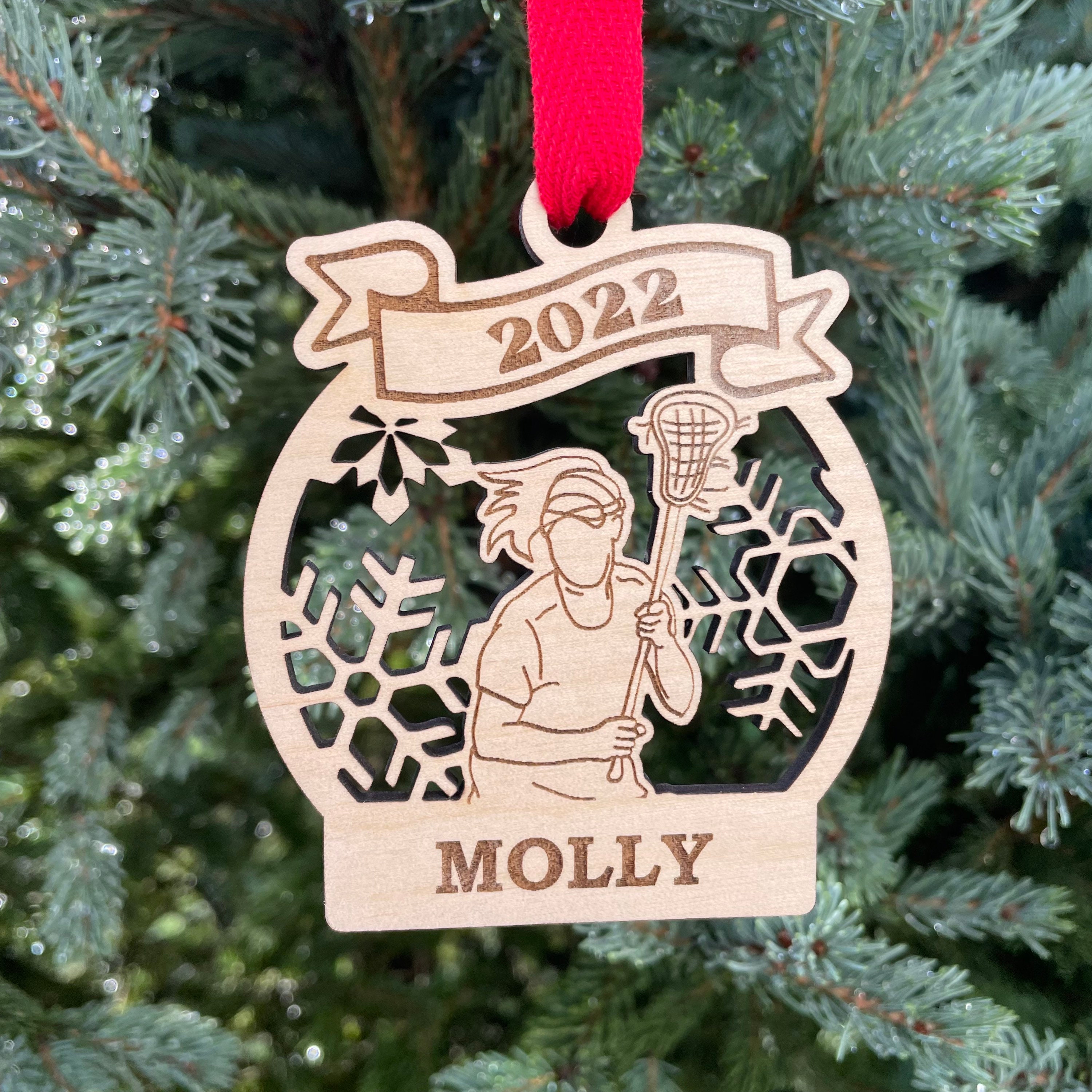 Girl Lacrosse Player 2022 / 2023 Christmas Ornament Personalized Lacrosse Ornament Lacrosse