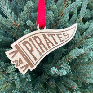 Pirates Pennant Wood Ornament: School Team Spirit