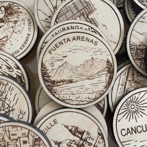 Jeton ou aimant de voyage de Puenta Arenas | Jetons de collection pour l'état, la ville, le monument, les parcs nationaux ou le pays du bois | Jeton de suivi de voyage