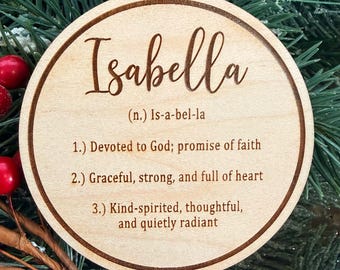 Isabella Name Definition Ornament or Sign or Magnet | Name Meaning Gift | 2026 Baby Shower | Name Meaning Ornament | Baby Shower Gift Tag
