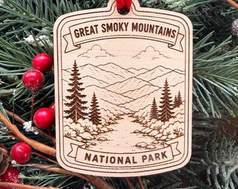 Template National Park Ornament: Engraved Wood Destination Collector Souvenir