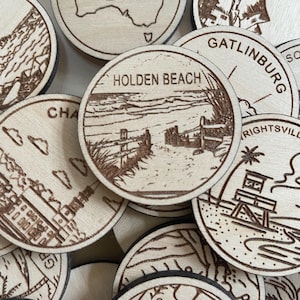 Jeton ou aimant de voyage de Holden Beach | Jetons de collection pour l'état, la ville, le monument, les parcs nationaux ou le pays du bois | Jeton de suivi de voyage