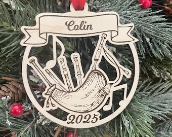 Bagpipes 2025 Christmas Ornament | Personalized Bag pipes Ornament | 2025 Christmas