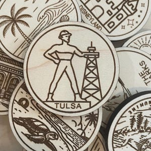 Jeton de voyage ou aimant Tulsa | Jetons de collection pour l'état, la ville, le monument, les parcs nationaux ou le pays du bois | Jeton de suivi de voyage