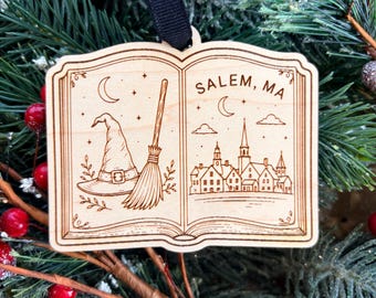 Salem, Massachusetts Ornament: Engraved Wood Destination Souvenir