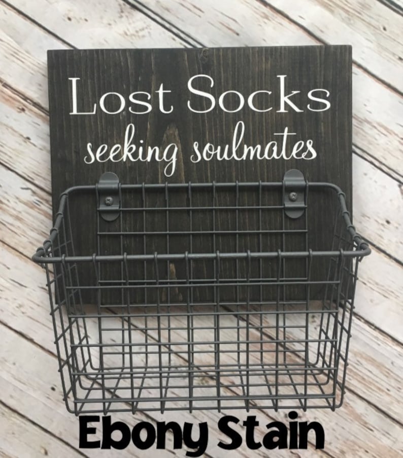 Laundry Room Sign Combo Keep the Change AND Lost Socks Seeking Solemates or Soulmates Wood sign with attached glass Coin Jar image 7