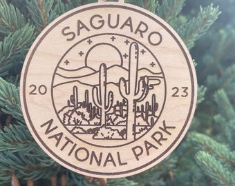 Ornement du parc national de Saguaro | Ornement de parc américain | Noël 2024 | Ornement de voyage d’aventure | Souvenirs du parc national