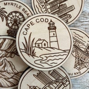Cape Cod Reise Token oder Magnet | Wood Zustand, Stadt, Wahrzeichen, Nationalparks oder Land Sammler Token | Travel Tracking Token