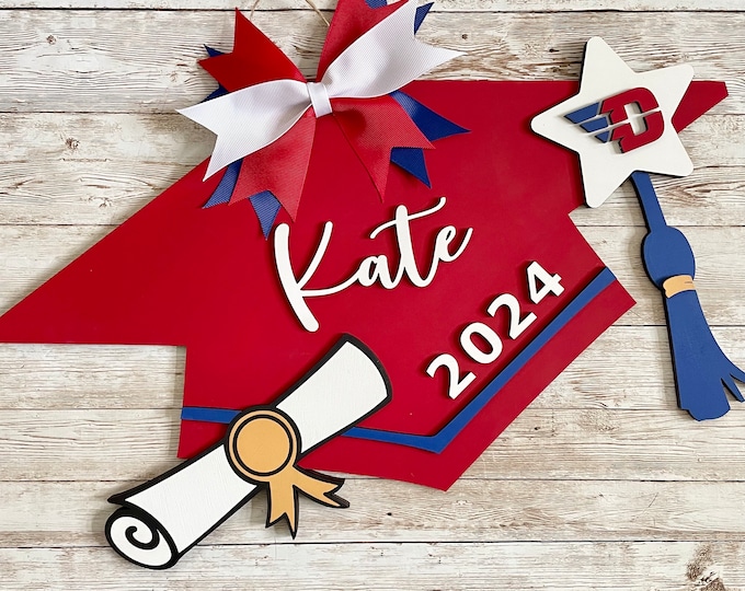 Class of 2024 Custom Grad Cap Door Hanger | Senior 2024 Grad Decor | High School Graduation Door Sign | Graduation Party Decor