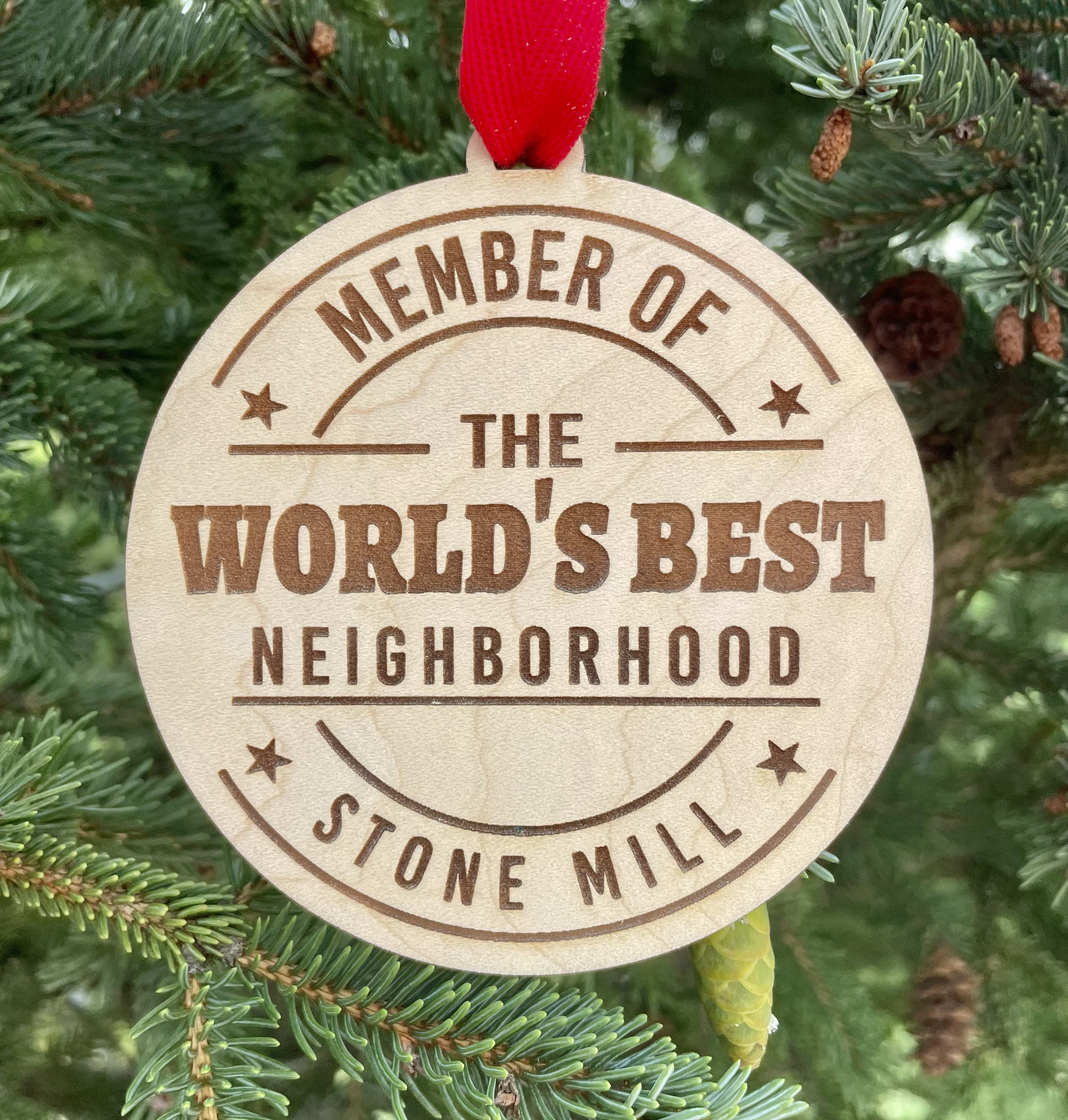 Laser Engraved Wood Best Neighbor Ever Ornament