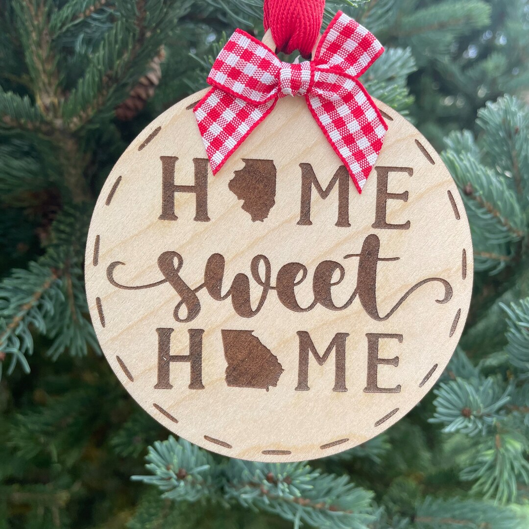 Illinois to Georgia Wood Ornament: Home Sweet Home Moving Gift