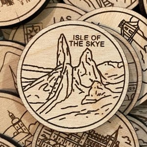 Jeton ou aimant de voyage de l'île de Skye en Écosse | Jetons de collection pour l'état, la ville, le monument ou le pays du bois | Jeton de suivi de voyage