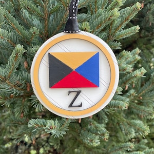 Z Nautical Sailing Flag Ornament | Nautical Wedding Gift Tag | Personalized Sailing Flag Christmas Ornament | Sailing Gift Idea