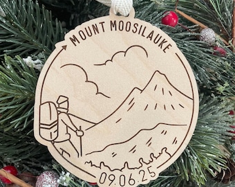 Mount Moosilauke & Date Ornament | NH Hiker Ornament | New Hampshire Mountains | Hiking Souvenir | Hiking Gift Idea