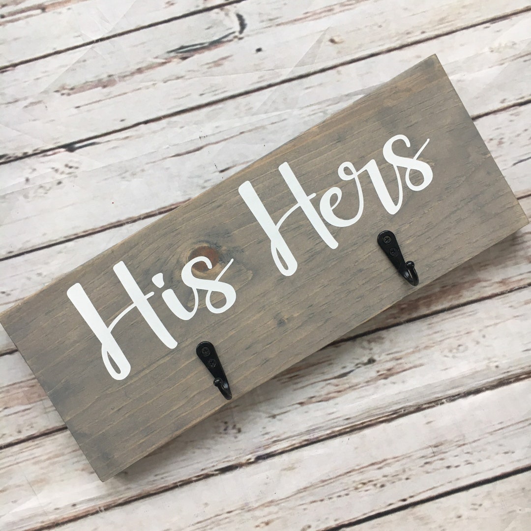 His Hers Towel Hooks 2 or 4 Hooks Bathroom Towel Hooks Etsy